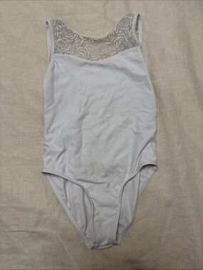 White Lace-Yoke Wear Moi Leotard (M)